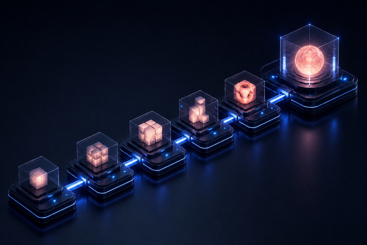 Connected implementation milestones progressing toward a clear strategic destination