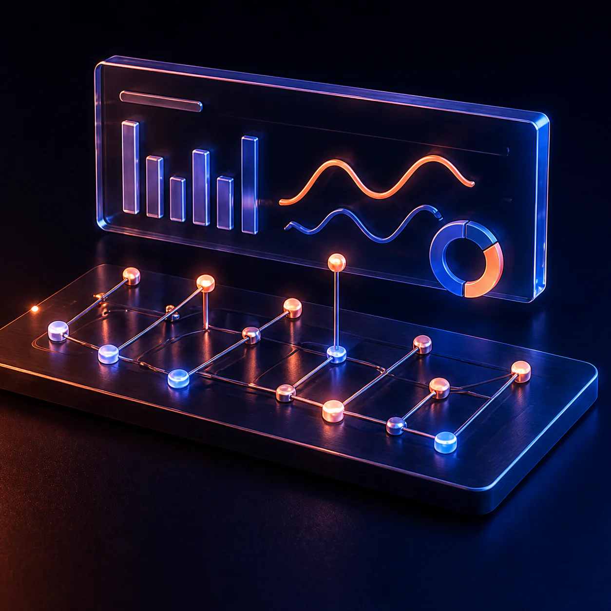 Analytics and tracking represented by connected data and measurement modules
