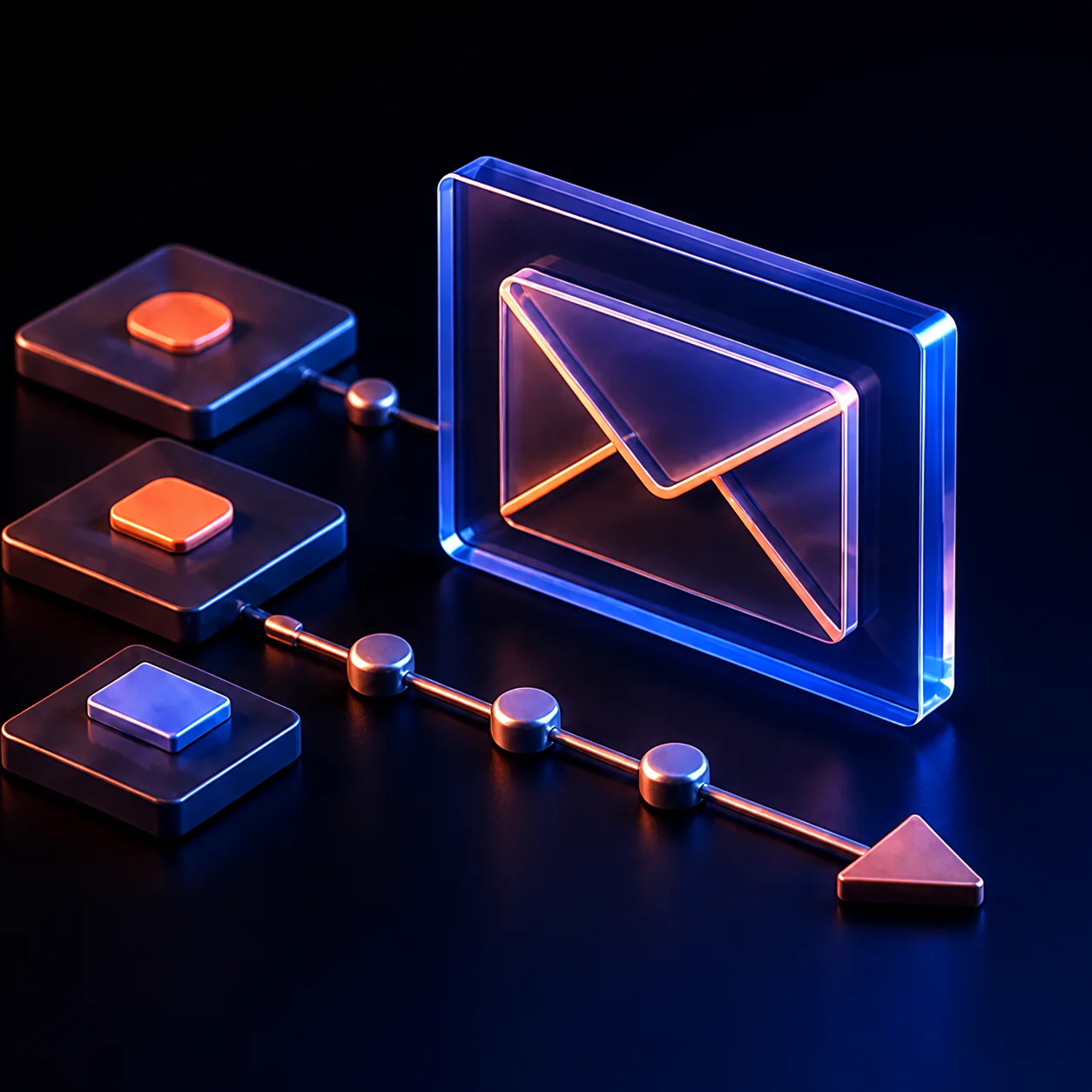 Email marketing system represented by a connected illuminated envelope